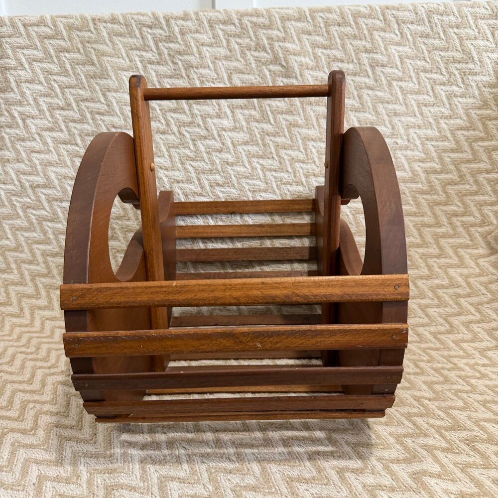 Vintage Wooden Goose Slatted Magazine Holder Basket - Picture 3 of 7